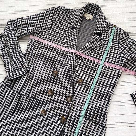 Marled Houndstooth Longline Double Breasted Button Sweater Blazer size Medium - Picture 7 of 9